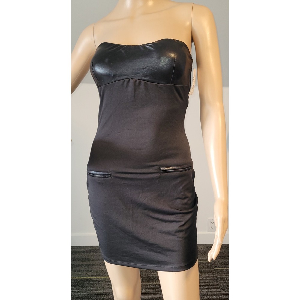 Sexy Women Black Stretch Strapless Mini‎ Club Party Cocktail Dress Small LC2887
